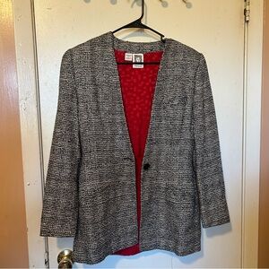 Anne Klein Women’s Tweed Blazer w/ Red Interior
